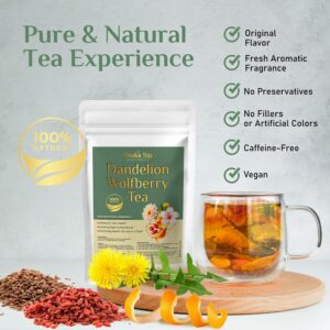 OsakaSip Dandelion Wolfberry Herbal Natural Detox Cleanse Blend for Liver Kidney Health 7 Chinese Herb Ingredients 12 Teabags