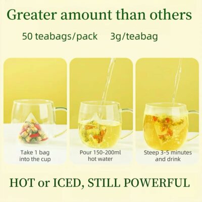 Eastrue Organic Goji Berry & Chrysanthemum Herbal Tea 50 Tea Bags Support Kidney and Liver Cleanse Detox & Repair