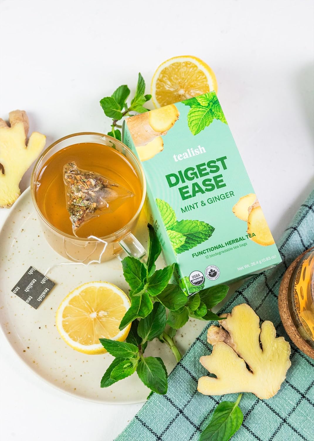 Tealish Organic Digest Ease Herbal Tea for Digestion and Bloating 12 Teabags