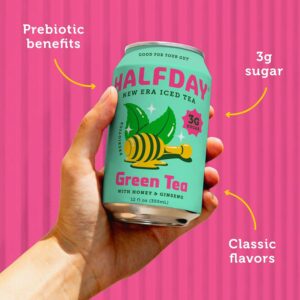 Halfday Prebiotic Green Tea With Honey & Ginseng 12 Fl Oz Can