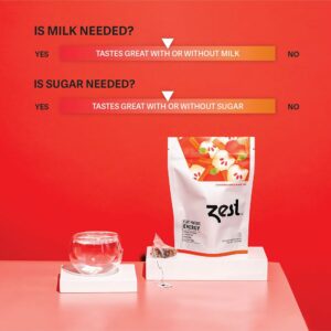 Zest Energy Tea Cinnamon Apple Spice High Caffeine Black Tea Bags Hot or Iced 20 Teabag Pack