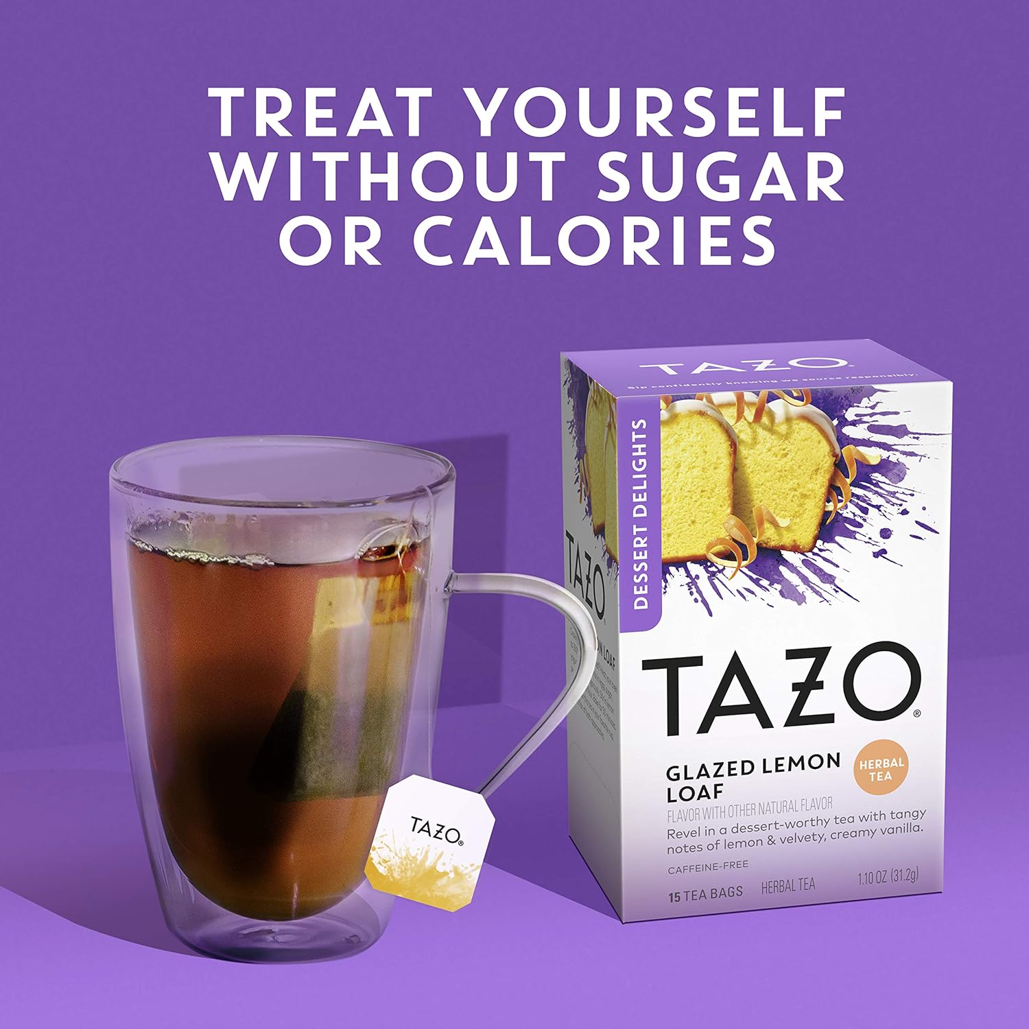 TAZO Glazed Lemon Loaf Dessert Delights Herbal Tea 15 Teabags