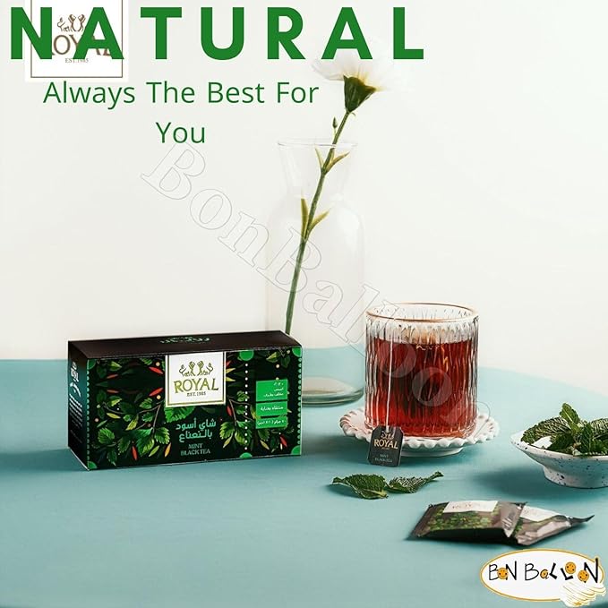 Royal Mint Black Tea Bag Pure Natural Drink Herbal Herb Chai