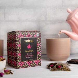 Mina Warda Organic Moroccan Rose White Tea 15 Biodegradable Sachets