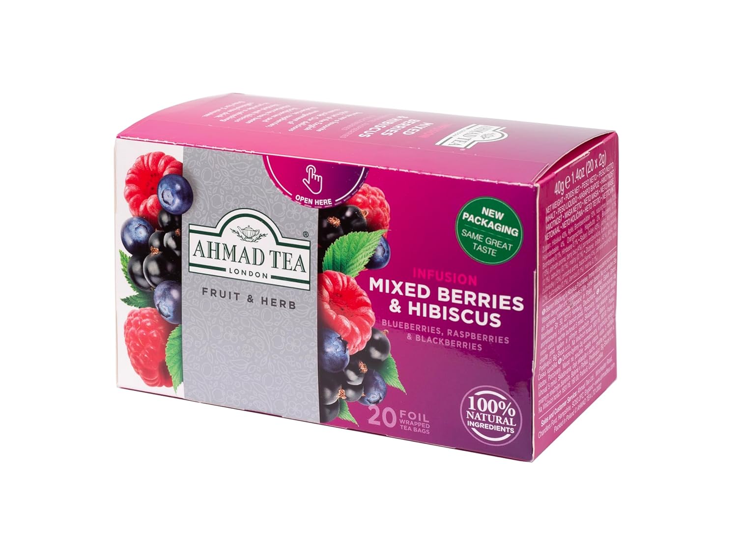 Ahmad Tea Herbal Tea Mixed Berries & Hibiscus Teabags 20 Teabags Pack of 1