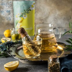 Gardenika Loose Leaf Tea Set Herbal Caffeine Free Set Rooibos Spearmint Chamomile Hibiscus Tulsi Turmeric Ginger Teas 5 Pack Assortment