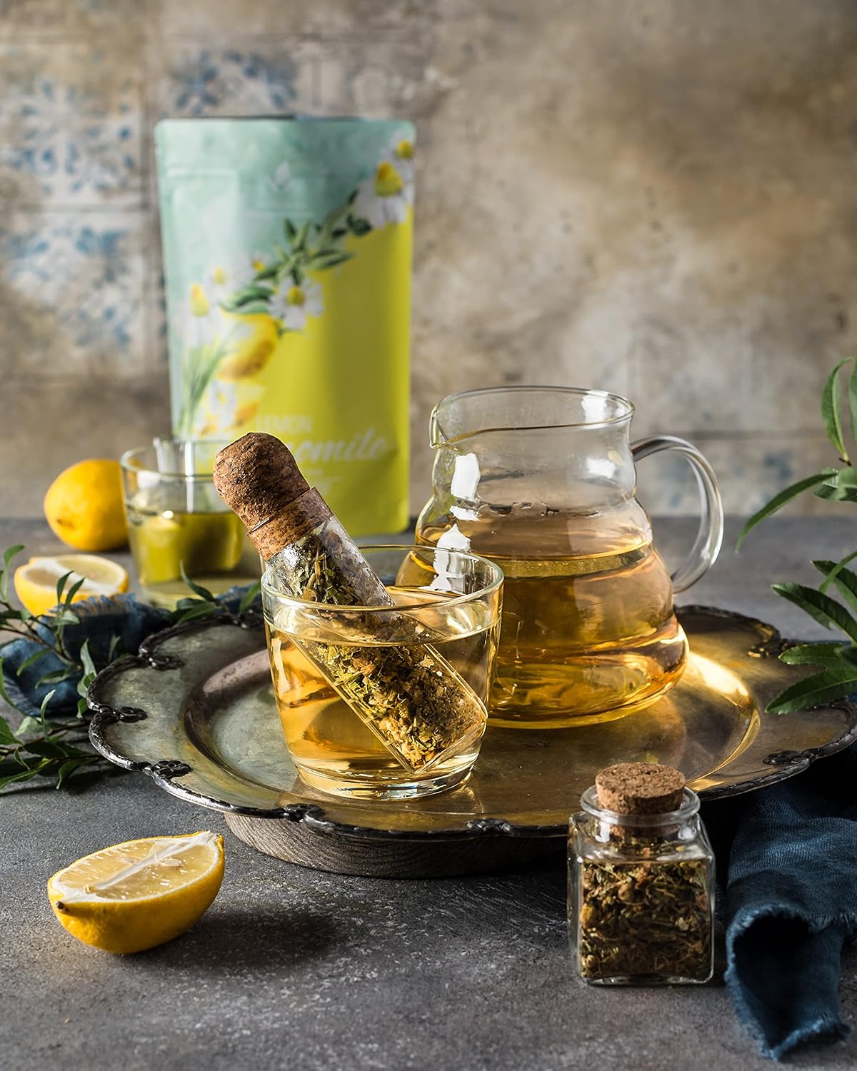 Gardenika Loose Leaf Tea Set Herbal Caffeine Free Set Rooibos Spearmint Chamomile Hibiscus Tulsi Turmeric Ginger Teas 5 Pack Assortment