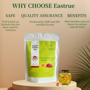 Eastrue Organic Goji Berry & Chrysanthemum Herbal Tea 50 Tea Bags Support Kidney and Liver Cleanse Detox & Repair
