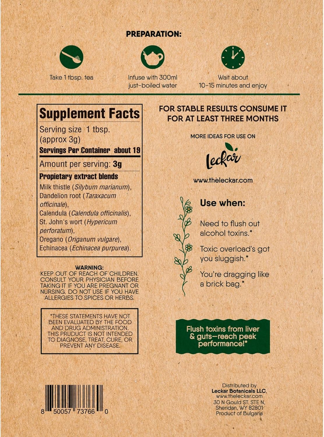 Herbal Detox Tea Blend with Dandelion Root Milk Thistle Kidney & Liver Health Herbal Tea