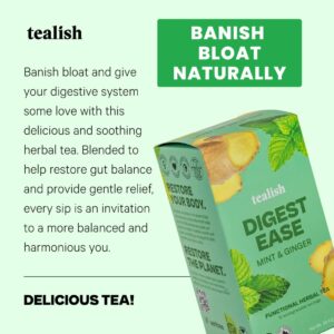 Tealish Organic Digest Ease Herbal Tea for Digestion and Bloating 12 Teabags