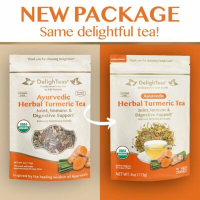 DelighTeas Organic Turmeric Ginger Tea for Joint Immune & Digestive Support 50 Servings