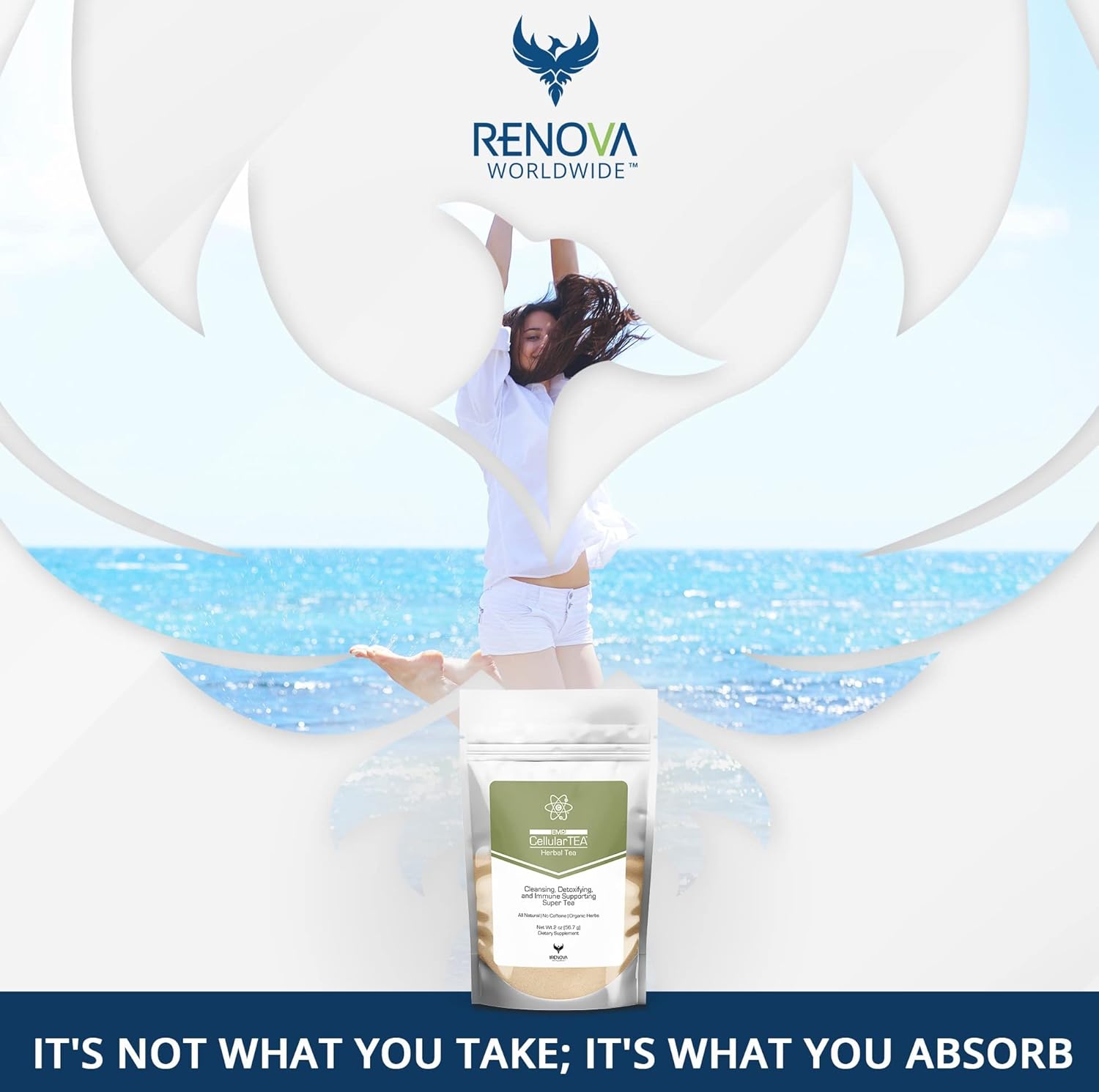 CellularTea Organic Detox Tea Caffeine Free Cleansing Tea for Everyday Detox 48 Servings