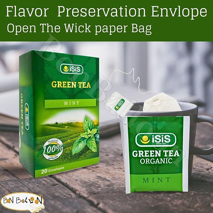 Isis Green Tea Mint Premium Fresh Natural Drink Halal Herbal 20 Bag