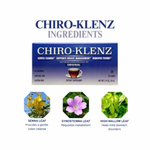 Chiro-Klenz Detox Tea for Colon Cleanse Natural Herbal Tea for Bloating Relief