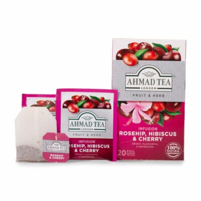 Ahmad Tea Herbal Tea Rosehip Hibiscus & Cherry 20 Teabags Pack of 1