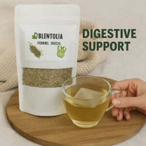 Blentolia Fennel Seed Tea Bags 30 Count Herbal Tea for Digestion Bloating & Wellness Caffeine Free