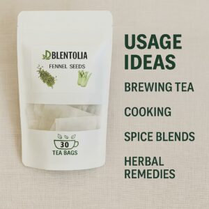 Blentolia Fennel Seed Tea Bags 30 Count Herbal Tea for Digestion Bloating & Wellness Caffeine Free