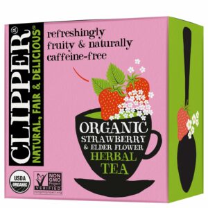 Clipper Tea Strawberry & Elderflower Herbal Tea Caffeine Free USDA Organic 50 Tea Bags