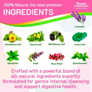 EVERLONG Colon Detox Tea 14 Herbal Tea Bags All Natural Caffeine Free