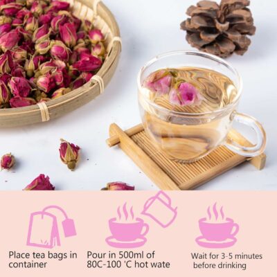 Generic Natural Rose Tea 2.46 oz 70 g 20PS Tea Bags Caffeine