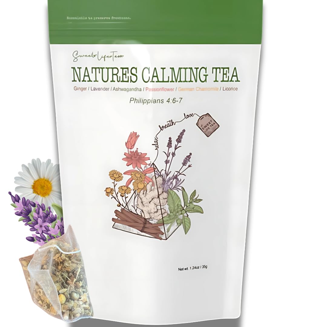 Herbal Calming Tea Chamomile Lavender & Ashwagandha for Stress Relief & Relaxation
