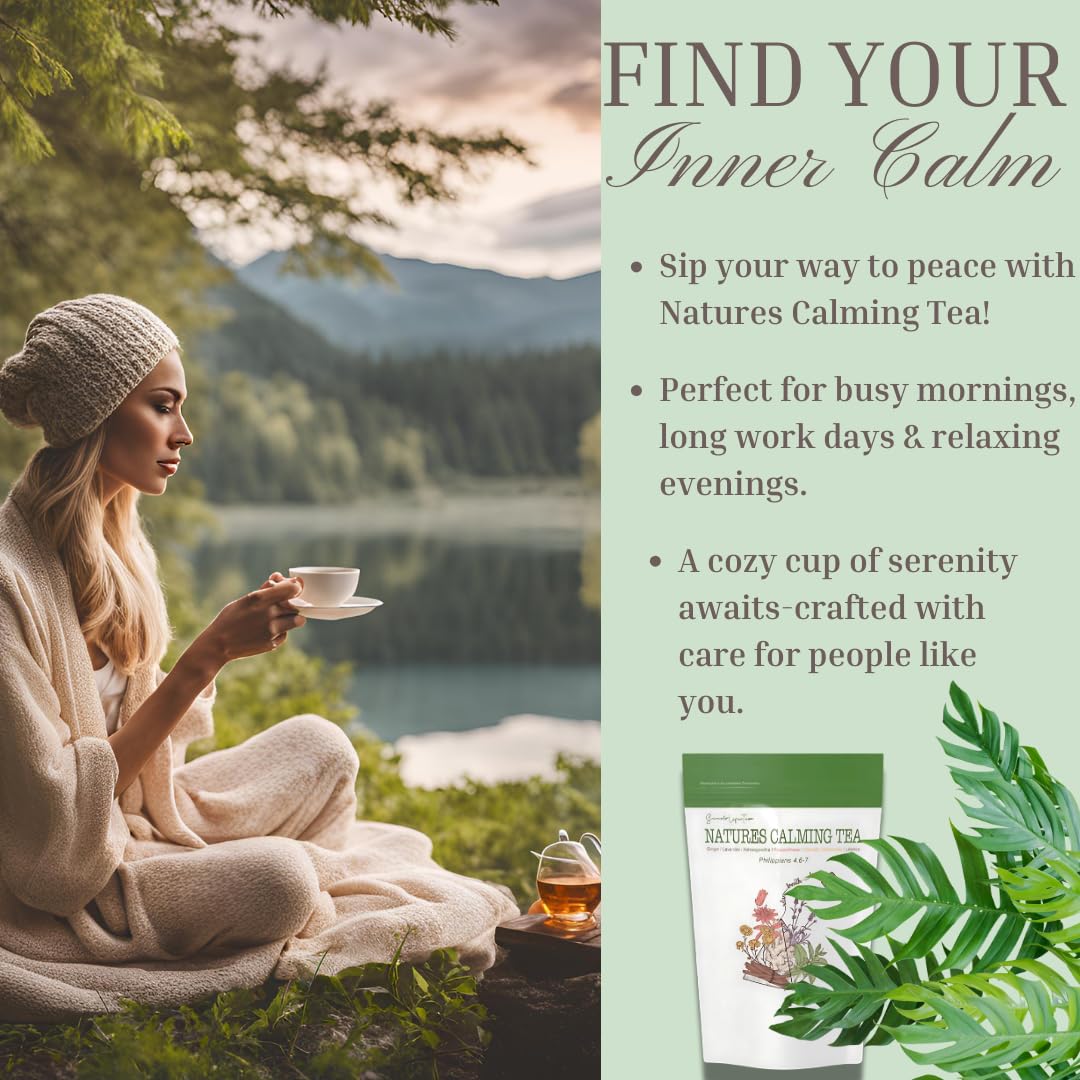 Herbal Calming Tea Chamomile Lavender & Ashwagandha for Stress Relief & Relaxation