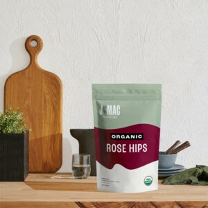 J MAC BOTANICALS Organic Rose Hips 8 oz Bag Natural organic dried rose hips for herbal tea