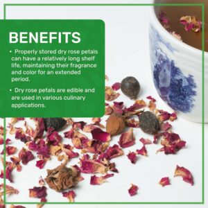 Jiva USDA Organic Dried Red Rose Petals 6 Oz 170g Large Bag