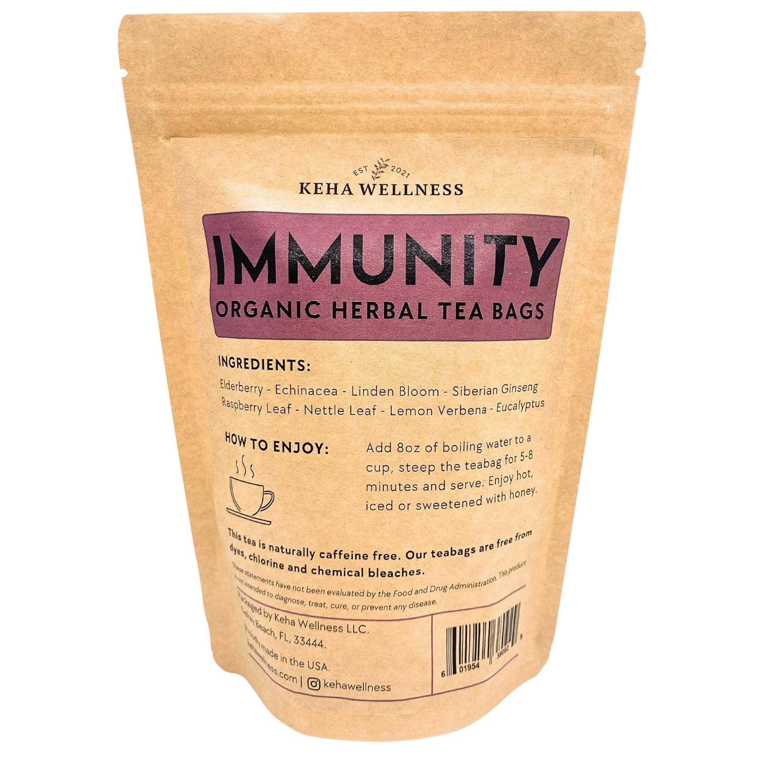 Keha Wellness Organic Immunity Herbal Tea Bags 15 Tea Bags