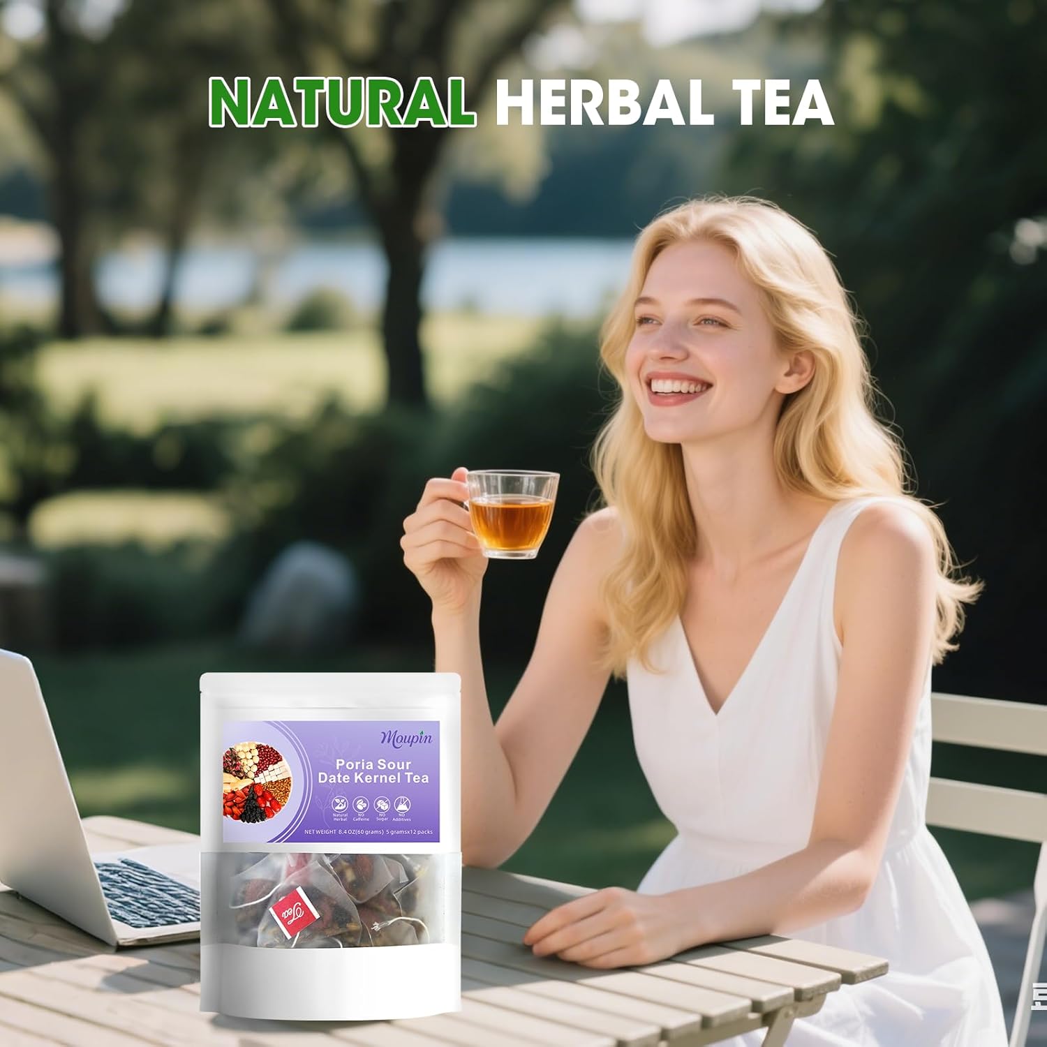 MQUPIN Sleeping Herbal Tea Natural Sleep Support Stress Relief & Calming Herbal Blend Caffeine Free 12 Teabags