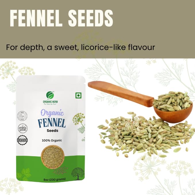 Organic Fennel Seeds Whole Seeds for Tea and Cooking 8 oz