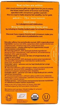 Pukka Herbal Teas Licorice and Cinnamon 20 Teabags