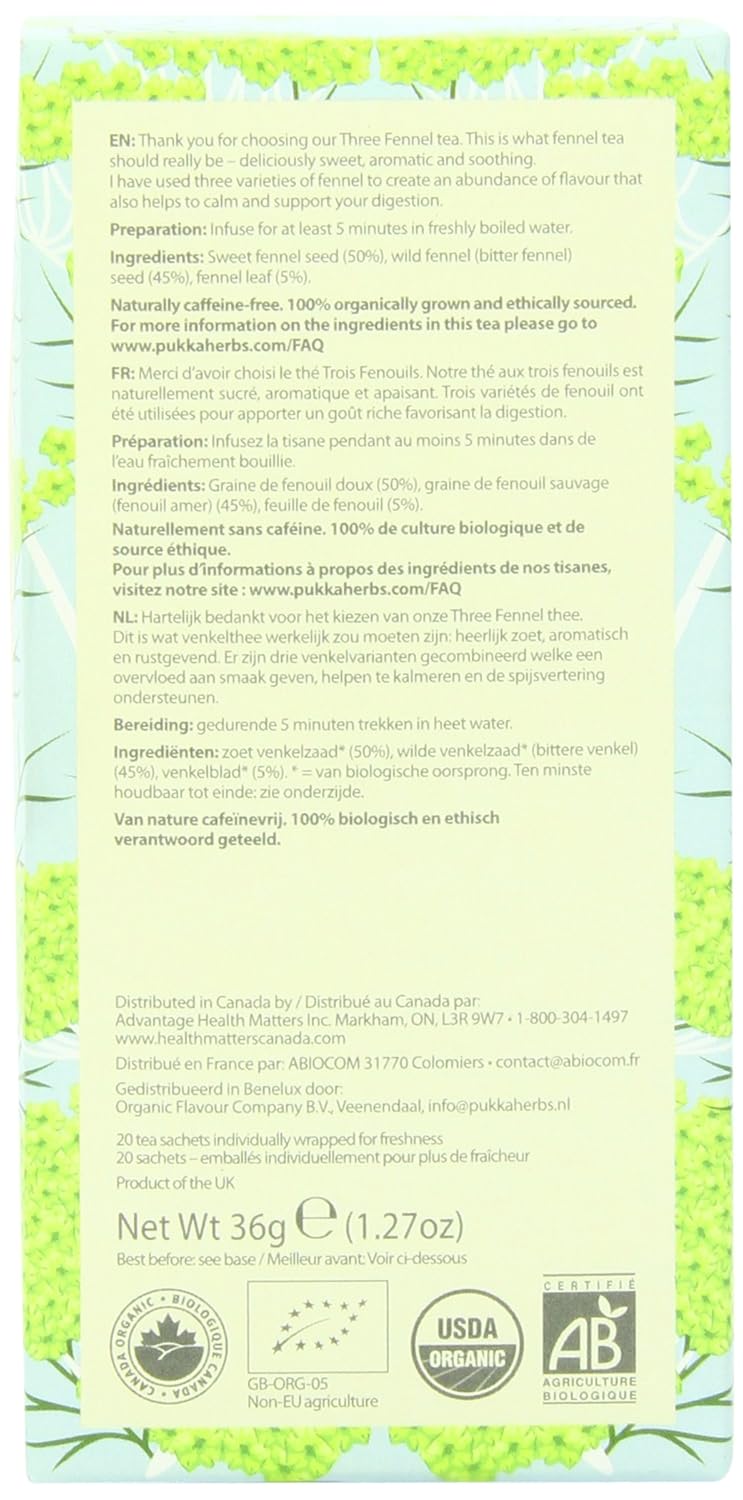 Pukka Organic Teas Three Fennel 20 Count