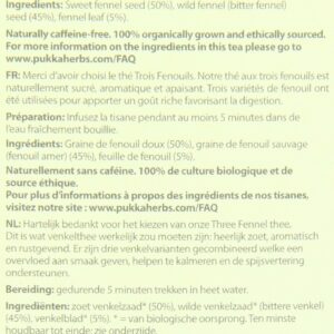 Pukka Organic Teas Three Fennel 20 Count