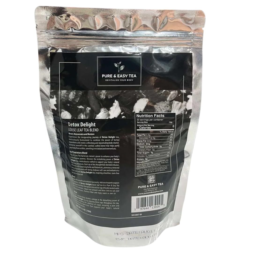 Pure And Easy Tea Detox Delight 30 Day Detox Liver Gut & Colon Cleanse 100g
