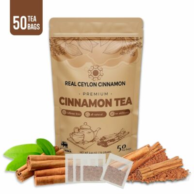 Real Ceylon Cinnamon Tea Bags 100% Natural Pure Ceylon Cinnamon Drink from Sri Lanka’s Rich Farms 50 Tea Bags
