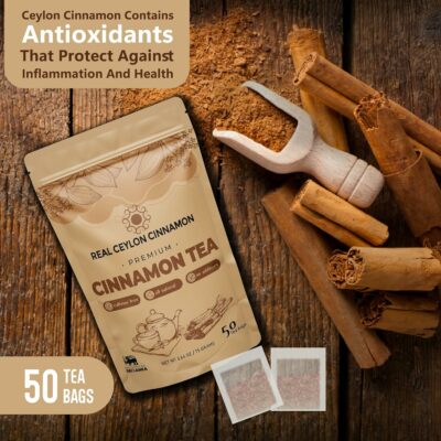 Real Ceylon Cinnamon Tea Bags 100% Natural Pure Ceylon Cinnamon Drink from Sri Lanka’s Rich Farms 50 Tea Bags