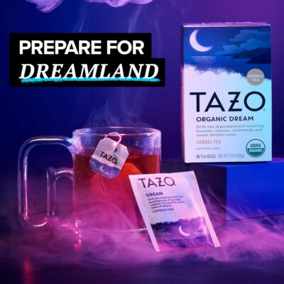 TAZO Organic DREAM Herbal Tea Bags Caffeine Free Relaxing Chamomile and Lavender Blend 16 Tea Bags