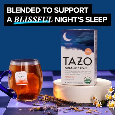 TAZO Organic DREAM Herbal Tea Bags Caffeine Free Relaxing Chamomile and Lavender Blend 16 Tea Bags