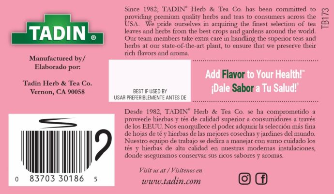 Tadin Guava Rose Tea Contains Caffeine Best Hot or Iced 24 Tea Bags Pack of 1