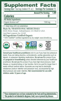 Traditional Medicinals Organic Licorice Root Herbal Tea Pack of 1 16 Tea Bags