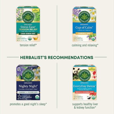 Traditional Medicinals Tea Organic Stress Ease Calm Promotes Relaxation 16 tea bags