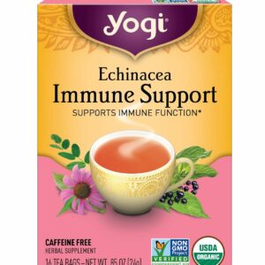 Yogi Echinacea Immune Support Organic Tea Caffeine Free 16 Tea Bags