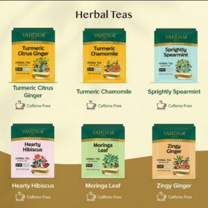 VAHDAM Herbal Tea Sampler 36 Tea Bags 6 Flavors Caffeine Free Assorted Tea Sampler