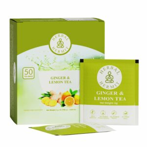 Lemon Ginger Tea Bags 50 Teabags with Natural Ginger Root & Lemon Instant Herbal Tea