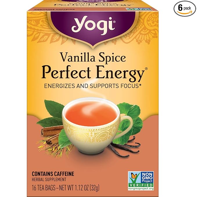 Yogi Tea Vanilla Spice Perfect Energy Tea 16 Tea Bags per Pack 6 Packs