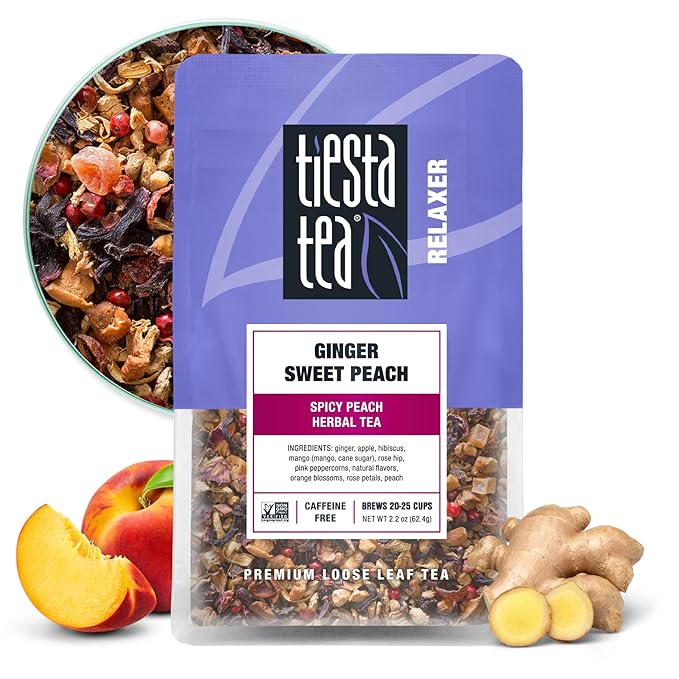 Tiesta Tea Ginger Sweet Peach Loose Leaf Spicy Peach Herbal Tea 25 Cups
