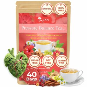 Upgraded Pressure Balance Herbal Tea 40 Tea Bags 3.5 oz Heart Functional Tea Blend of 9 Natural Herbs