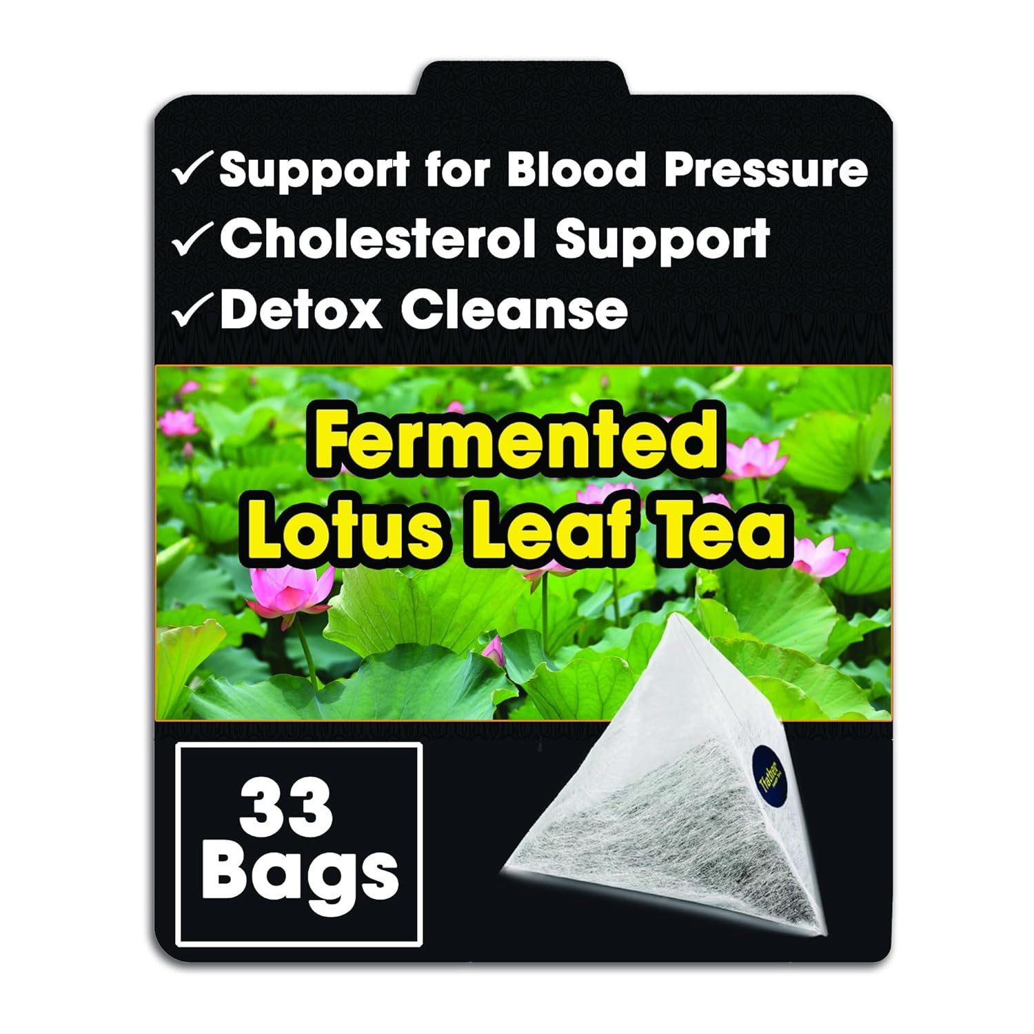 Fermented Lotus Leaf Tea Bags Support for Blood Pressure & Cholesterol Detox Cleanse Loose Leaf Tea
