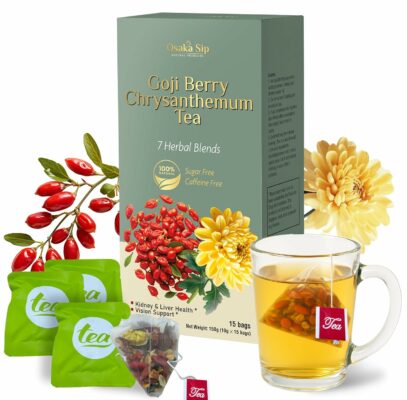 OsakaSip Goji Berry Chrysanthemum Tea Bags Natural Liver Detox Cleanse Kidney Health 15 Bags